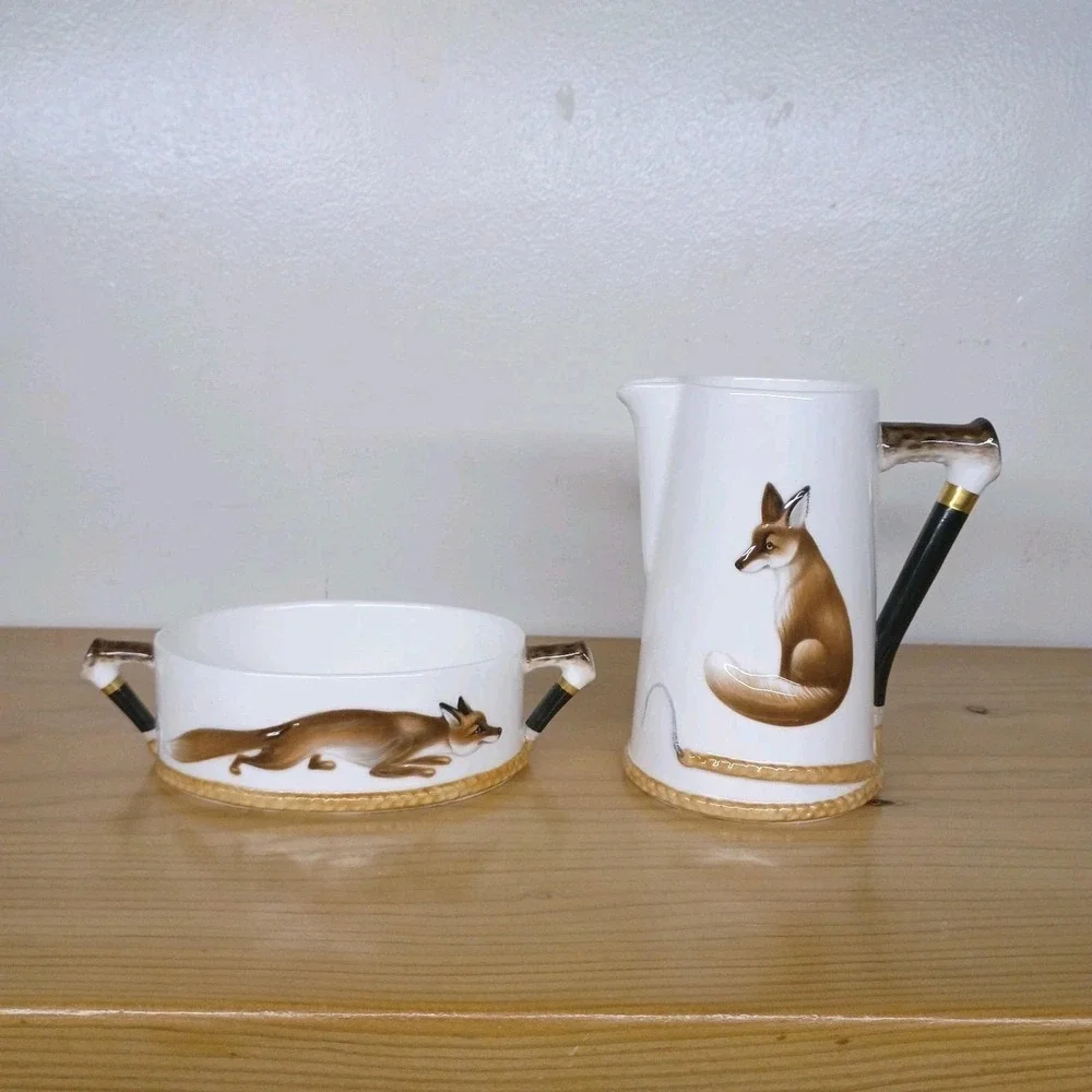 Royal Doulton Reynard The Fox SUGAR‎ BOWL + CREAMER (2pc Set) Bone China England
